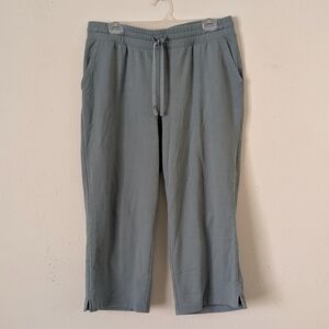 T by Talbots Women's French Terry Cropped Pants, Sage Green, Size 1X